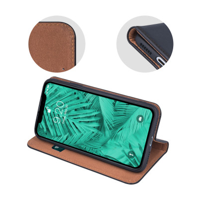 Samsung Galaxy S23 Plus eredeti bőr oldalra nyíló tok, fekete (Genuine Leather Smart Pro)