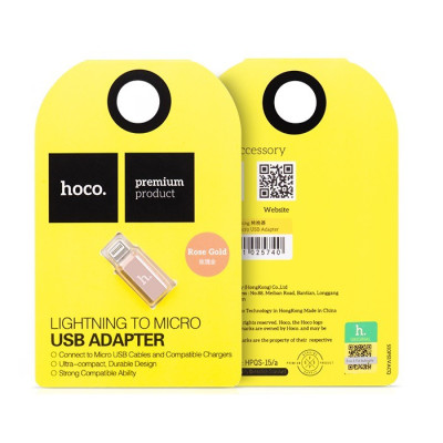 HOCO Lightning – Micro USB csatlakozó adapter, rózsa arany