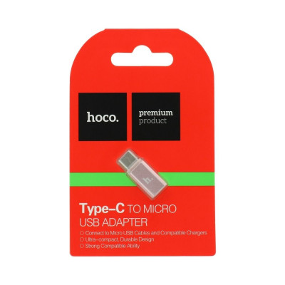 HOCO Type-C – Micro USB átalakító adapter, rózsa arany