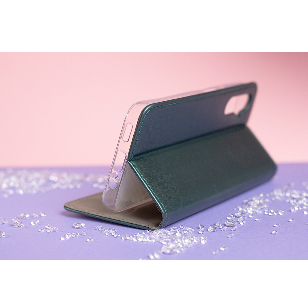 Samsung Galaxy A52 4G / A52 5G / A52S 5G sötétzöld mágneses könyvtok bőr hatású, SMART