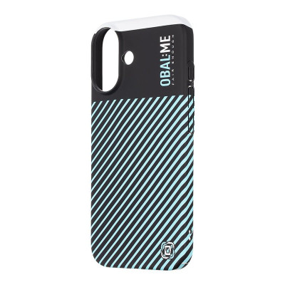 iPhone 16 OBAL:ME Flossy Stripes hátlaptok fekete-világoskék