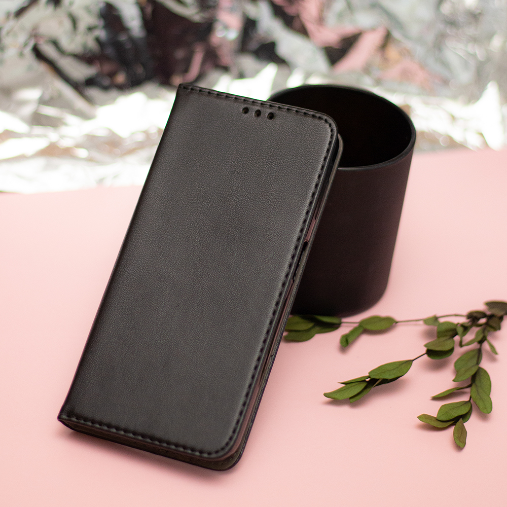 Honor 600 / 600 Pro fekete mágneses könyvtok bőr hatású, SMART