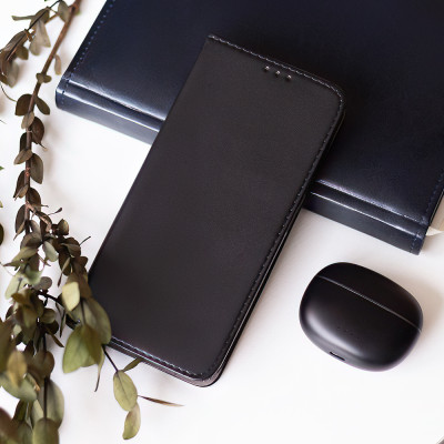 Honor 600 / 600 Pro fekete mágneses könyvtok bőr hatású, SMART