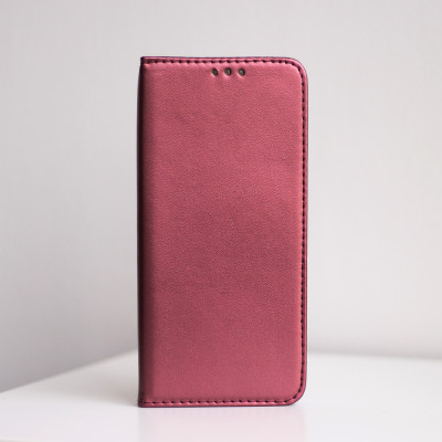 Honor 600 / 600 Pro burgundy mágneses könyvtok bőr hatású, SMART