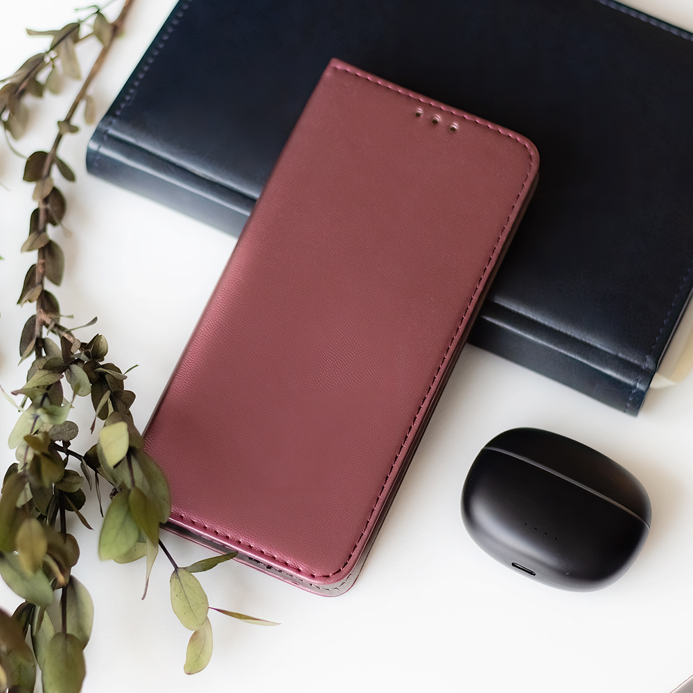 Honor 600 / 600 Pro burgundy mágneses könyvtok bőr hatású, SMART